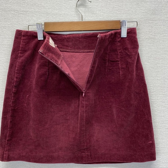 Altar'd State Corduroy A Line Button Front Skirt Burgundy Size Medium Stretch - Picture 5 of 9